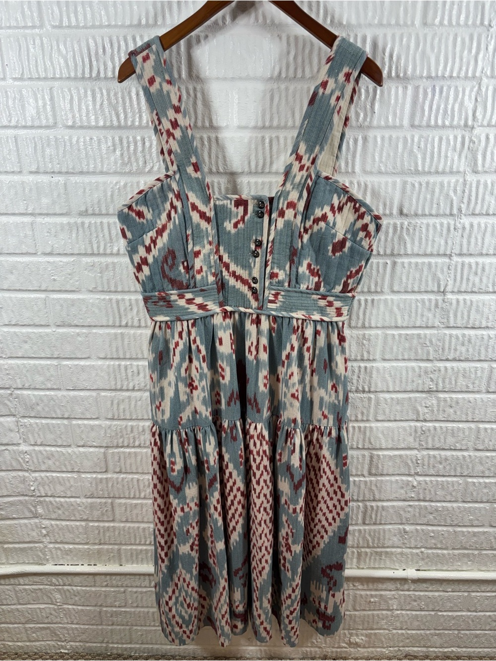 Ulla Johnson Varda Dress Ikat Print Cotton Midi Size 12 - Picture 2 of 5